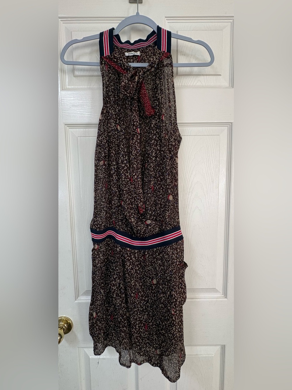 Golden Goose Silk Racerback Mini Dress Multicolor Polka Dot Drop Waist XS #094